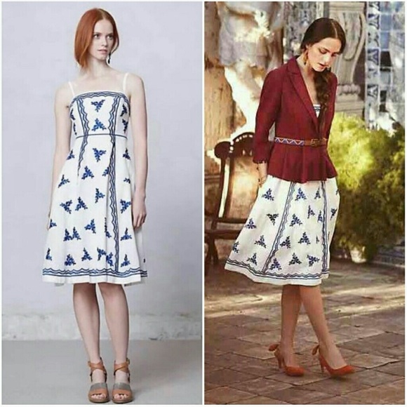 Moulinette Soeurs Dresses & Skirts - Anthropologie Moulinette Soeurs Embroidered Strapless Lidia linen dress size 2